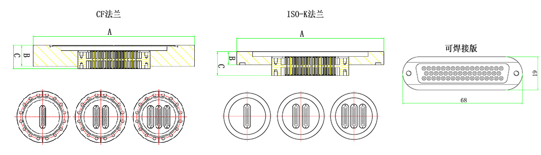 Sub-D50型真空馈通 Sub-D50型真空馈通
